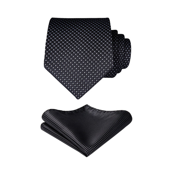 Plaid Tie Handkerchief Set - BLACK-3 