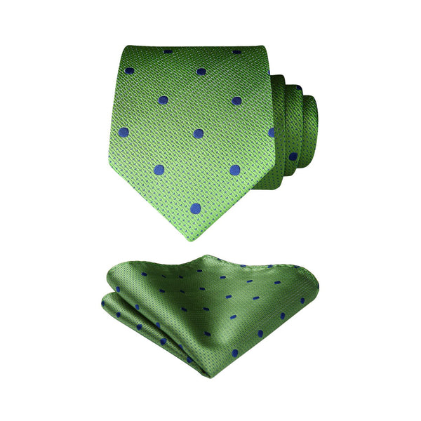 Polka Dot Tie Handkerchief Set - GREEN-P 