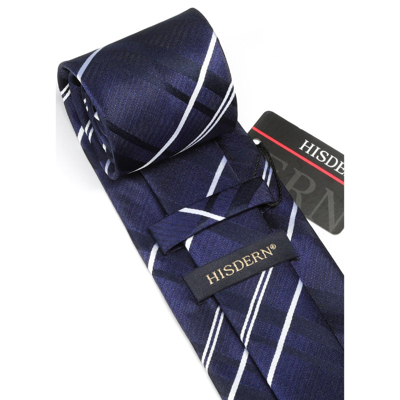 Plaid Tie Handkerchief Set - NAVY BLUE 1 