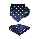 Polka Dot Tie Handkerchief Set - D-NAVY BLUE 2 