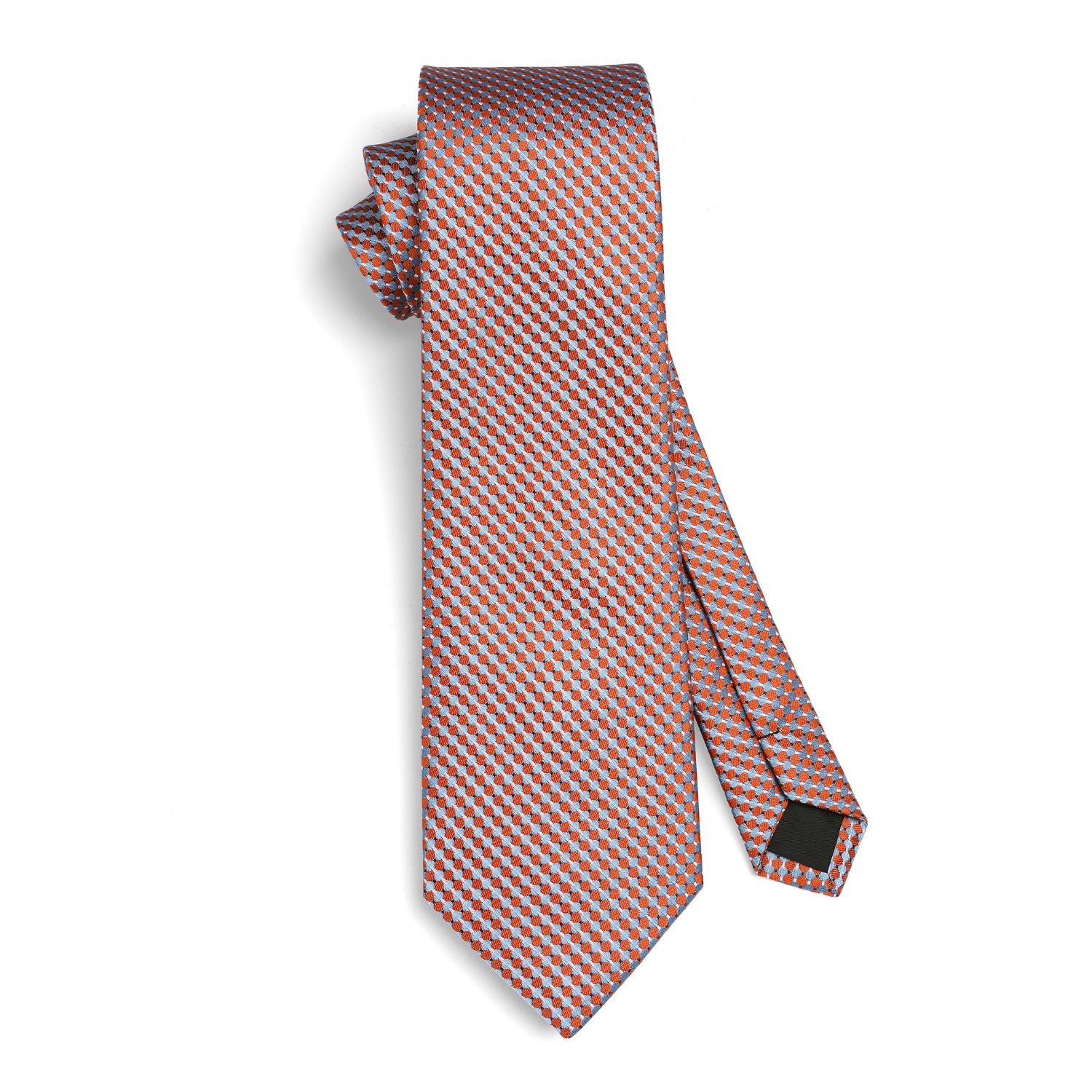 Houndstooth Tie Handkerchief Set - RED/ORANGE