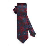 Paisley Tie Handkerchief Set - B5-RED/NAVY 