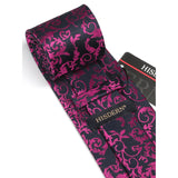 Floral Tie Handkerchief Cufflinks - HOT PINK 