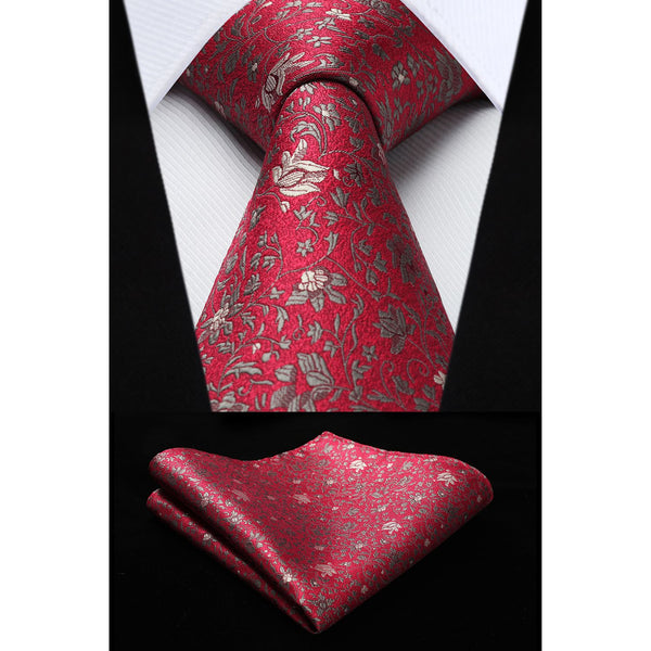 Paisley Tie Handkerchief Set - B4-RED 