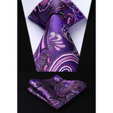 Paisley Tie Handkerchief Set - A11-PURPLE 