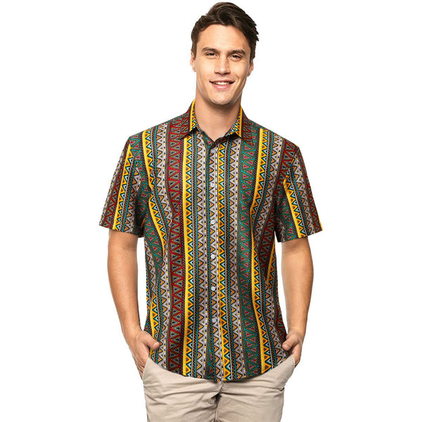 Hawaiian Tropical Shirts with Pocket - GREEN/YELLOW 