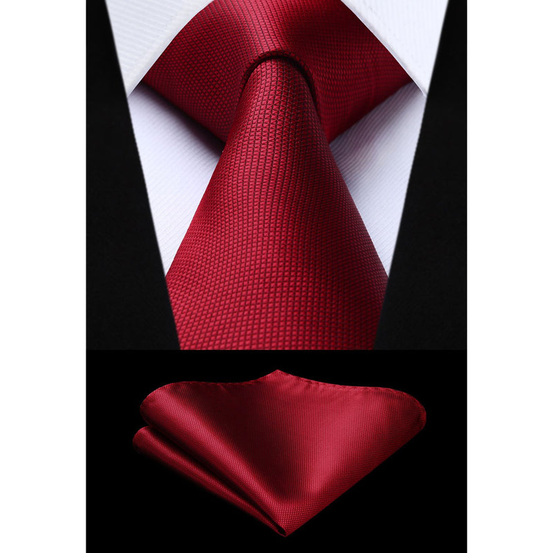 Houndstooth Tie Handkerchief Set - B-RED