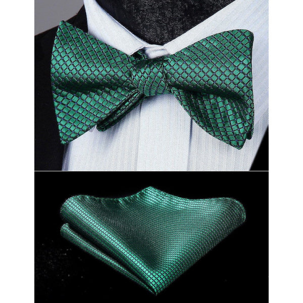 Plaid Bow Tie & Pocket Square - C-GREEN 2 