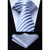 Stripe Tie Handkerchief Set - 10-BLUE/WHITE 