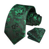 Floral Tie Handkerchief Set - GREEN