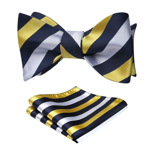 Stripe Bow Tie & Pocket Square - A-YELLOW 1 