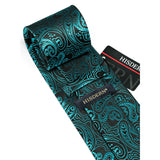 Paisley Tie Handkerchief Cufflinks - BLUE-1 