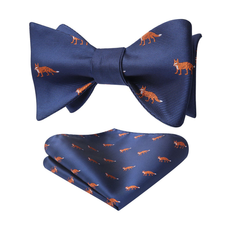 Fox Bow Tie & Pocket Square - BLUE 