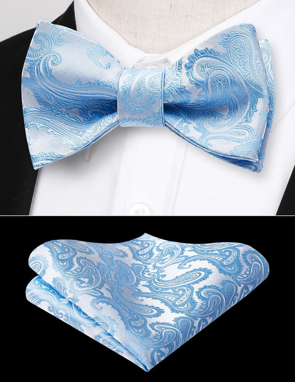 Paisley Bow Tie & Pocket Square - SKY BLUE