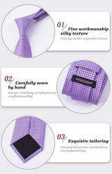 Men's Plaid Tie Handkerchief Set - A1-LAVENDER