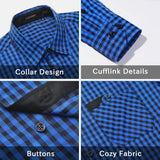 Men's Casual Long Sleeve Plaid Shirt - F-BLUE