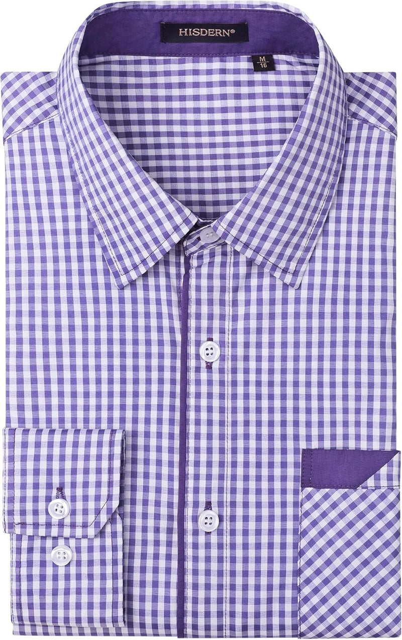 Men's Casual Long Sleeve Plaid Shirt - G-PURPLE