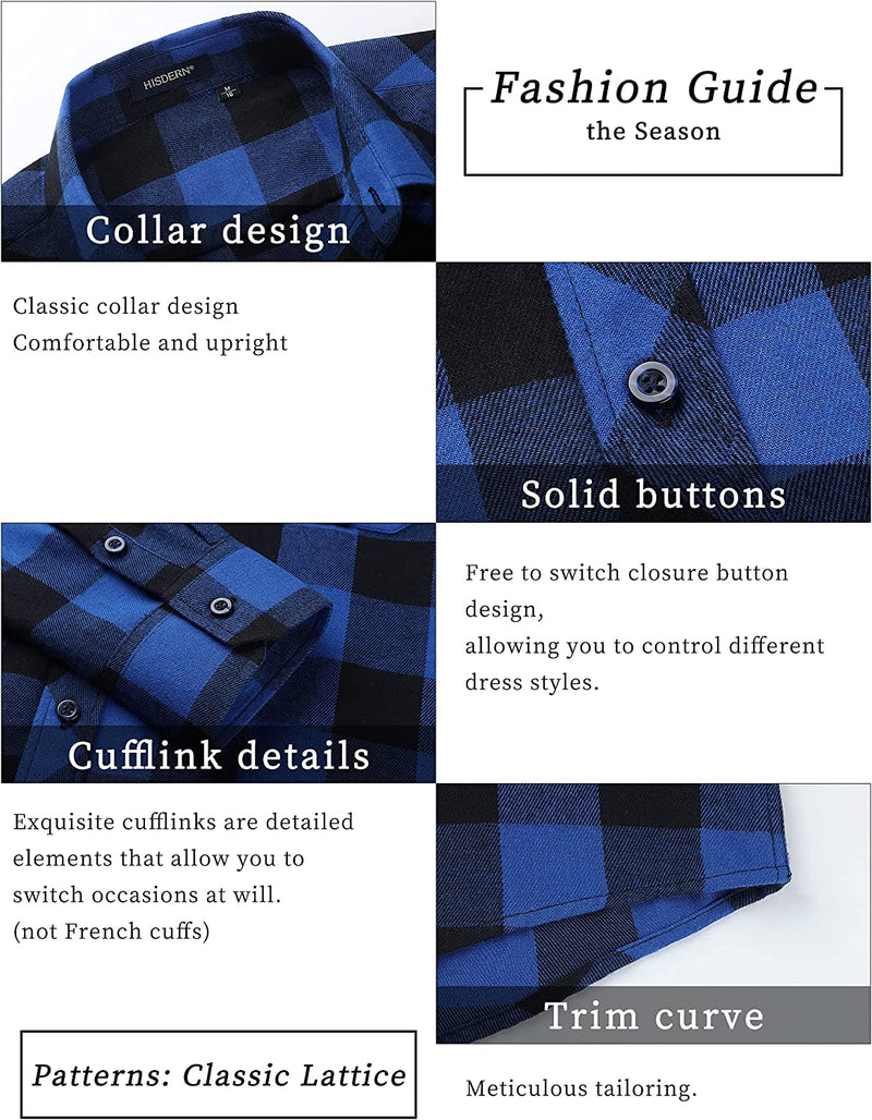 Men's Long Sleeve Plaid Shirt - BLACK/BLUE 