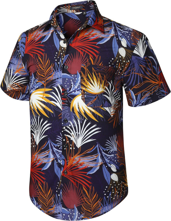 Funky Hawaiian Shirts with Pocket - BLUE/RED