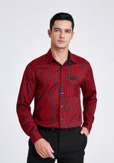 Men's Casual Long Sleeve Plaid Shirt - A-RED