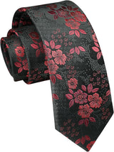 Floral 2.17' Skinny Formal Tie - C- RED 