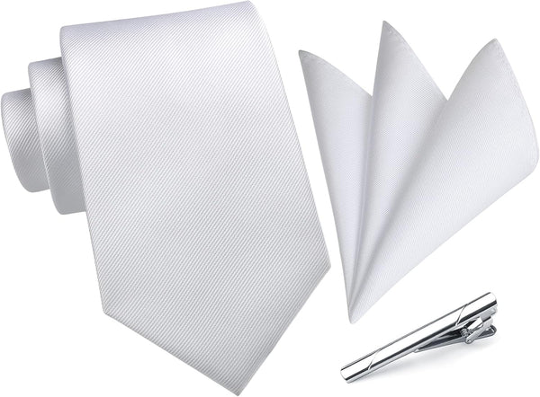 Solid Tie Handkerchief Clip - 10 WHITE