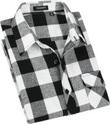 Plaid Men's Flannel Shirt With Pockets - Z-BLACK WHITE