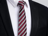 Stripe 2.17' Skinny Formal Tie - D- RED/WHITE 