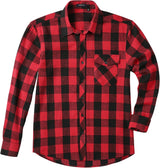 Plaid Men's Flannel Shirt With Pockets - Z-RED SHIRT-1