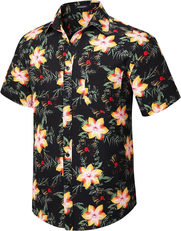 Funky Hawaiian Shirts with Pocket - A4-BLACK YELLOW
