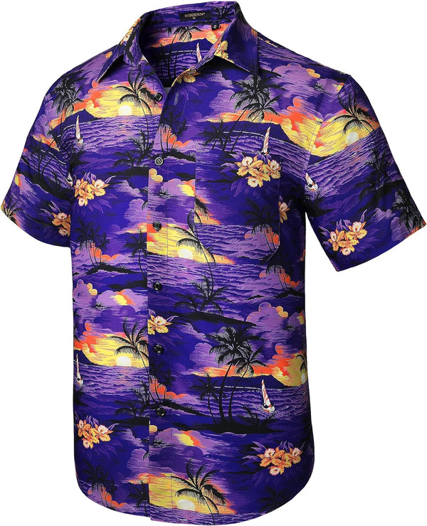 Funky Hawaiian Shirts with Pocket - A3-PURPLE