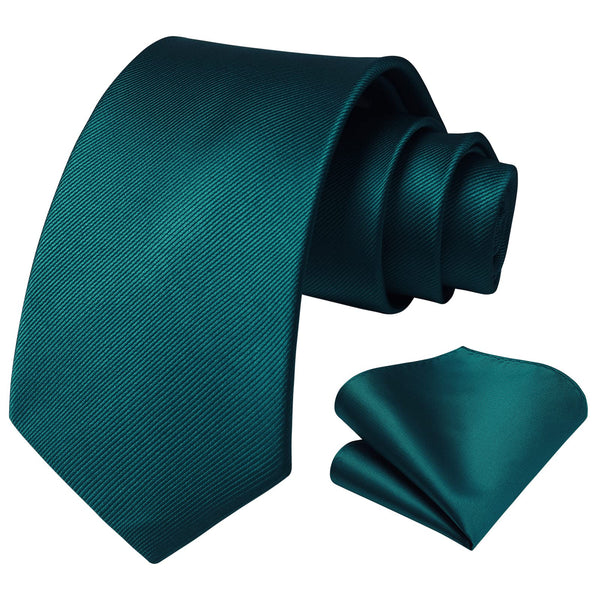 Men's Formal 3.35" Necktie Business Tie & Handkerchief Set - A-TEAL