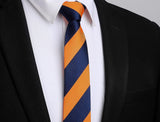 Stripe 2.17' Skinny Formal Tie - D- ORANGE/NAVY 