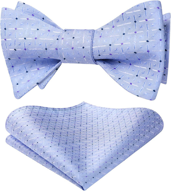 Plaid Bow Tie & Pocket Square Sets - 01-PURPLE