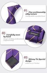 Stripe Tie Handkerchief Set - D-03-PURPLE