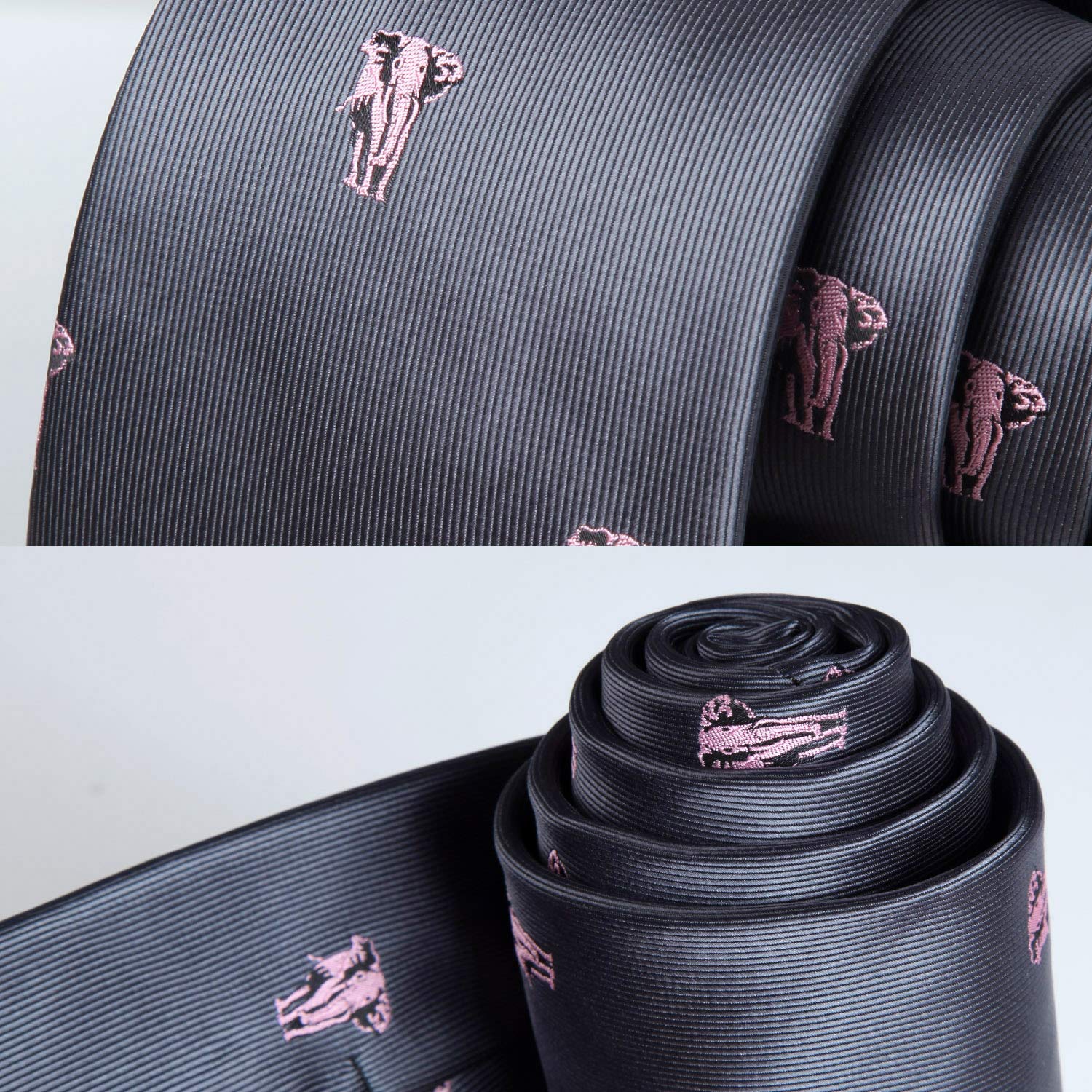 Elephant Tie Handkerchief Set - 03-GREY