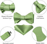 Houndstooth Bow Tie & Pocket Square - 01-GREEN