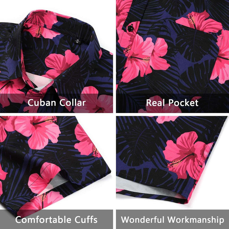 Casual Formal Shirt with Pocket - A-A PINK/NAVY BLUE