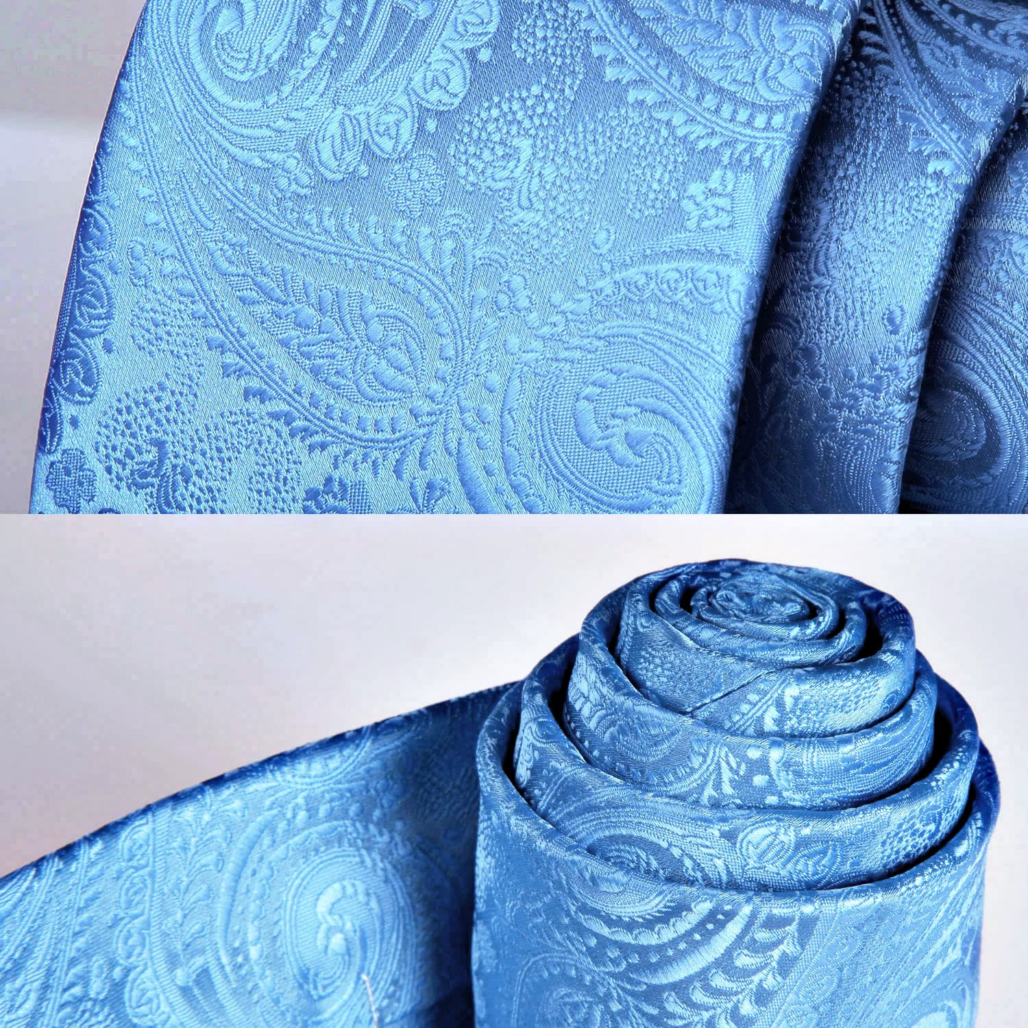 Paisley Tie Handkerchief Set - D6-LIGHT BLUE