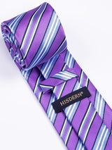 Stripe Tie Handkerchief Set - D-03-PURPLE/BLUE