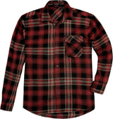 Plaid Mens Flannel Shirt With Pockets - 5E-BLACK/BURGUNDY-05