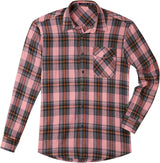 Plaid Men's Flannel Shirt With Pockets - 4P-PINK