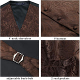 Paisley Floral 3pc Suit Vest Set - BROWN
