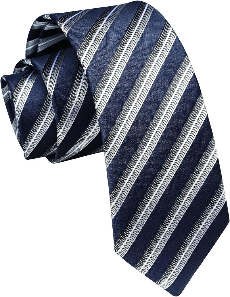 Stripe 2.17' Skinny Formal Tie - D- BLACK/WHITE 