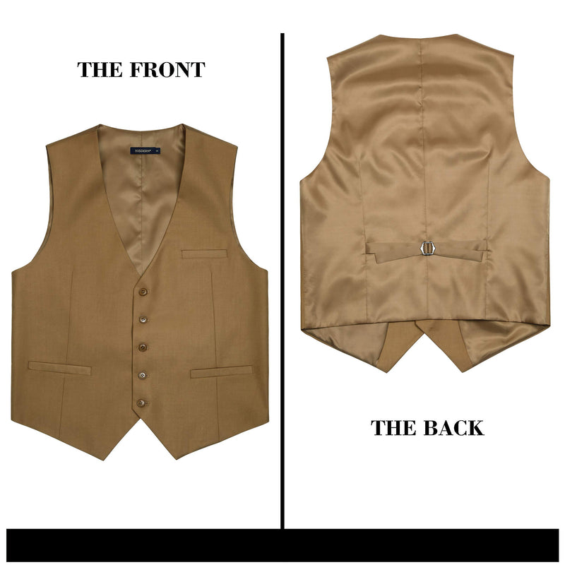 Solid 3pc Suit Vest Set - KHAKI
