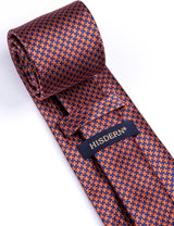 Houndstooth Tie Handkerchief Set - B-ORANGE