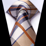 Plaid Tie Handkerchief Set - BROWN & BLUE 2