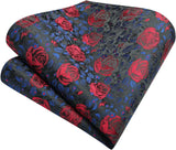Floral Tie Handkerchief Cufflinks - 1-BLACK RED FLORAL 