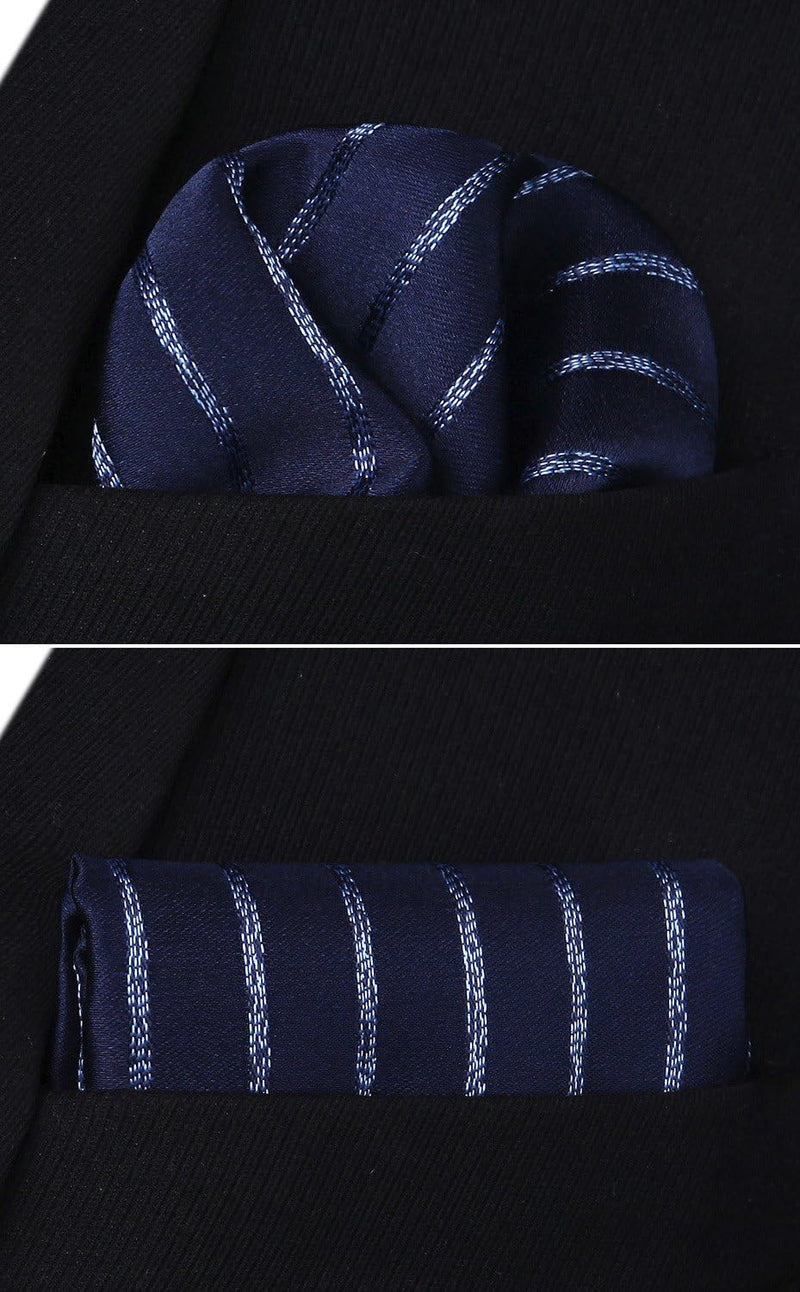 Hisdern Navy Blue Striped Wedding Accessories Set