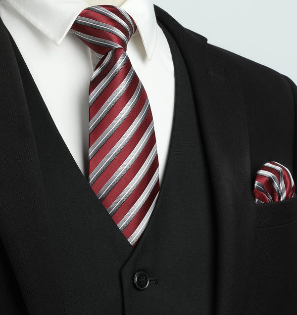 Solid 5pc Suit Vest Set - BLACK-01